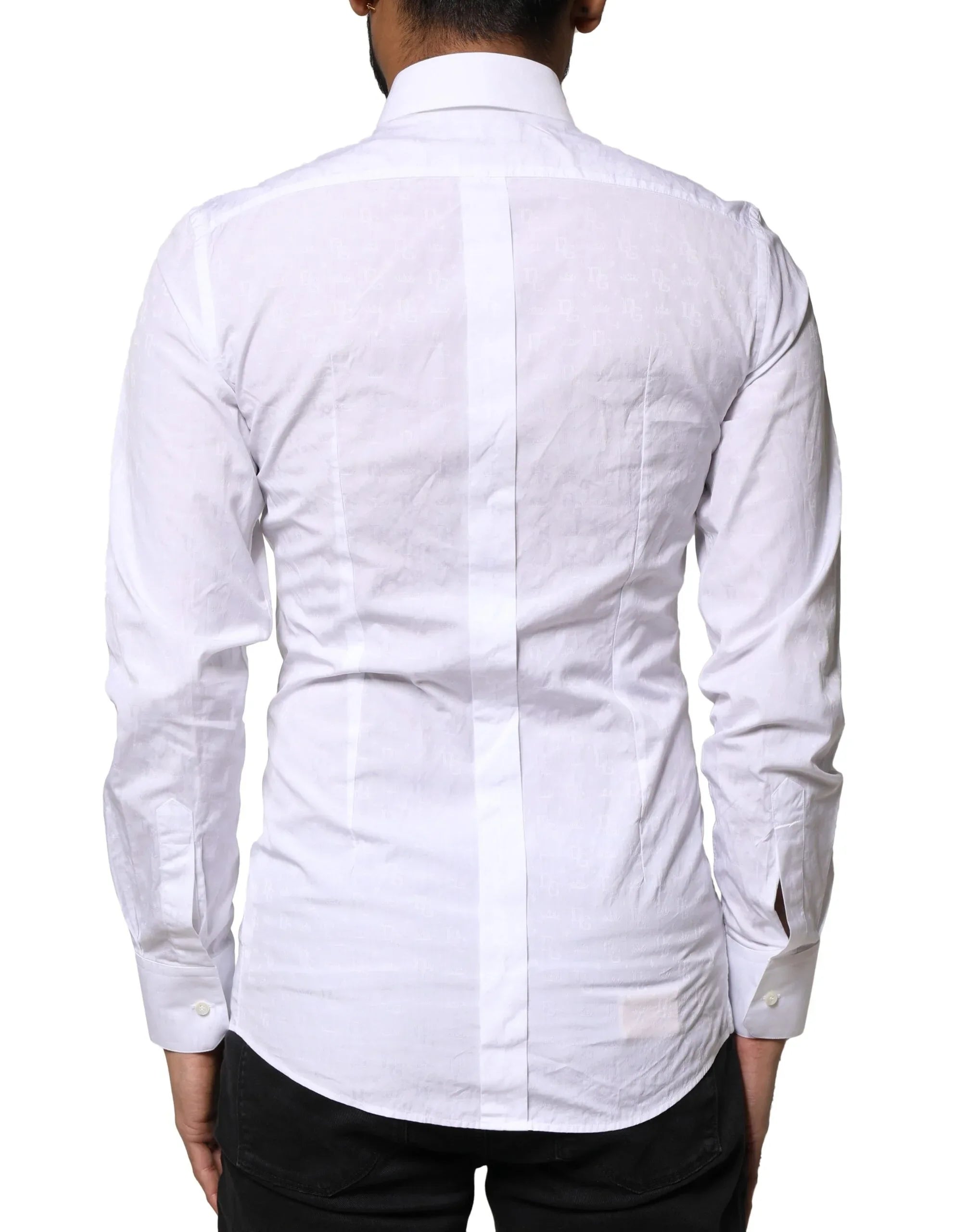 Dolce & Gabbana White GOLD Cotton Long Sleeves Dress Shirt - Zeiniez