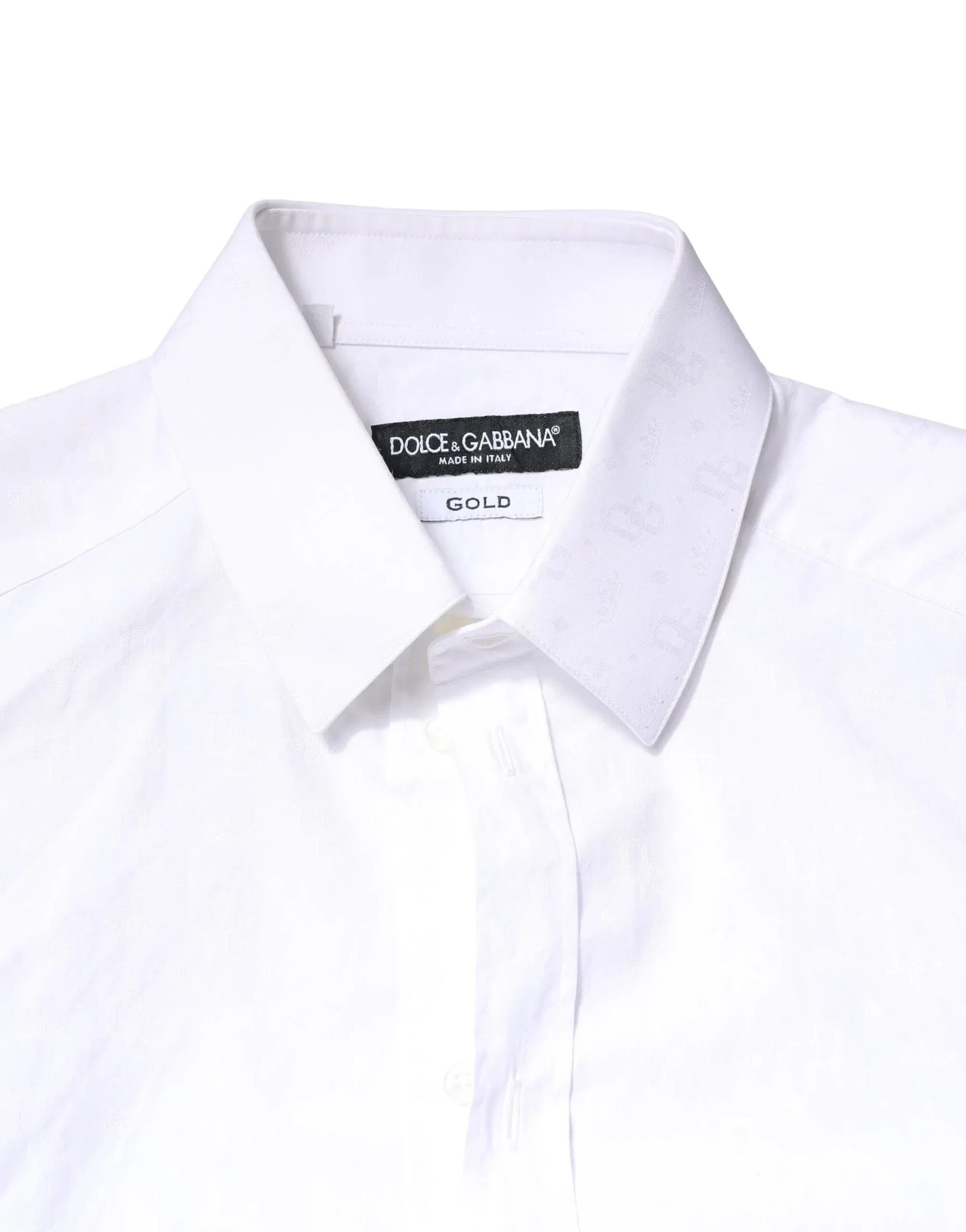 Dolce & Gabbana White GOLD Cotton Long Sleeves Dress Shirt - Zeiniez