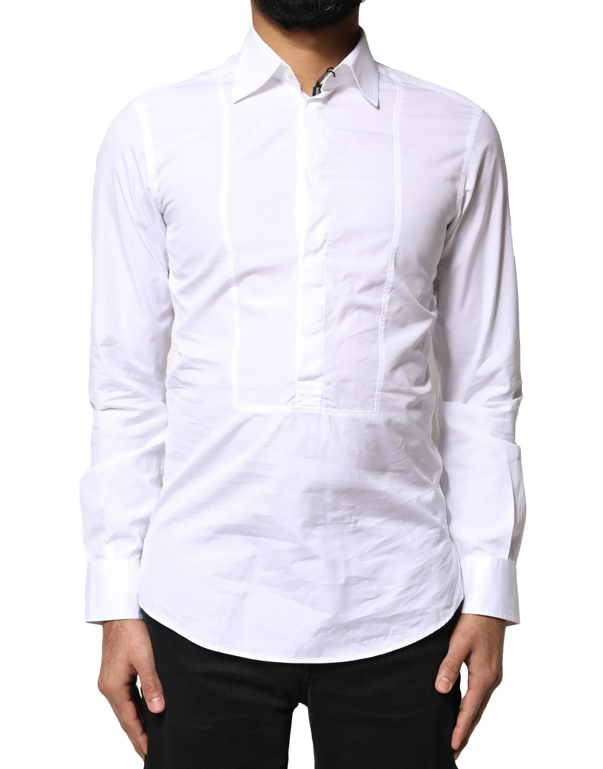Dolce & Gabbana White Cotton Long Sleeves Formal Dress Shirt - Zeiniez