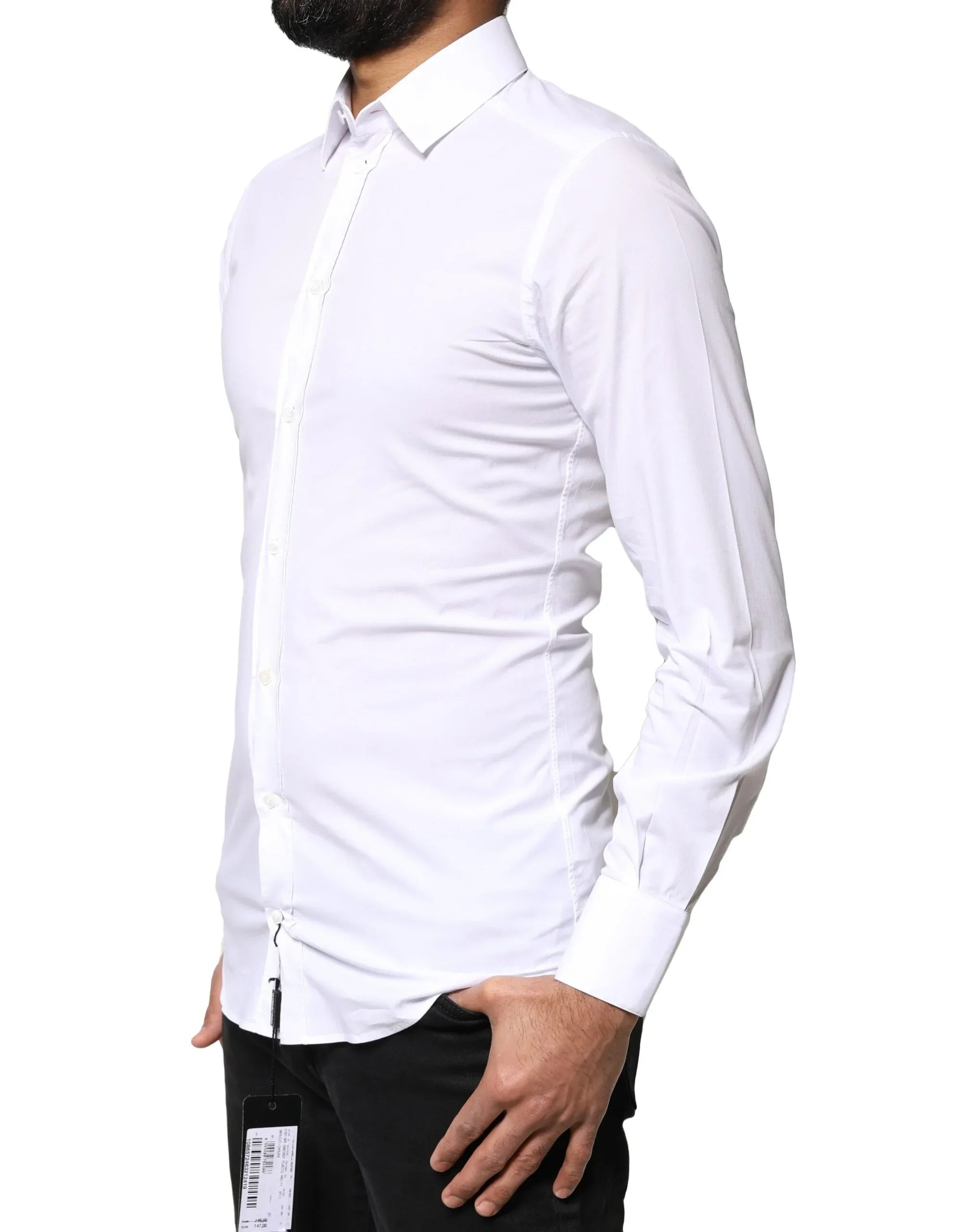Dolce & Gabbana White GOLD Cotton Long Sleeves Dress Shirt - Zeiniez