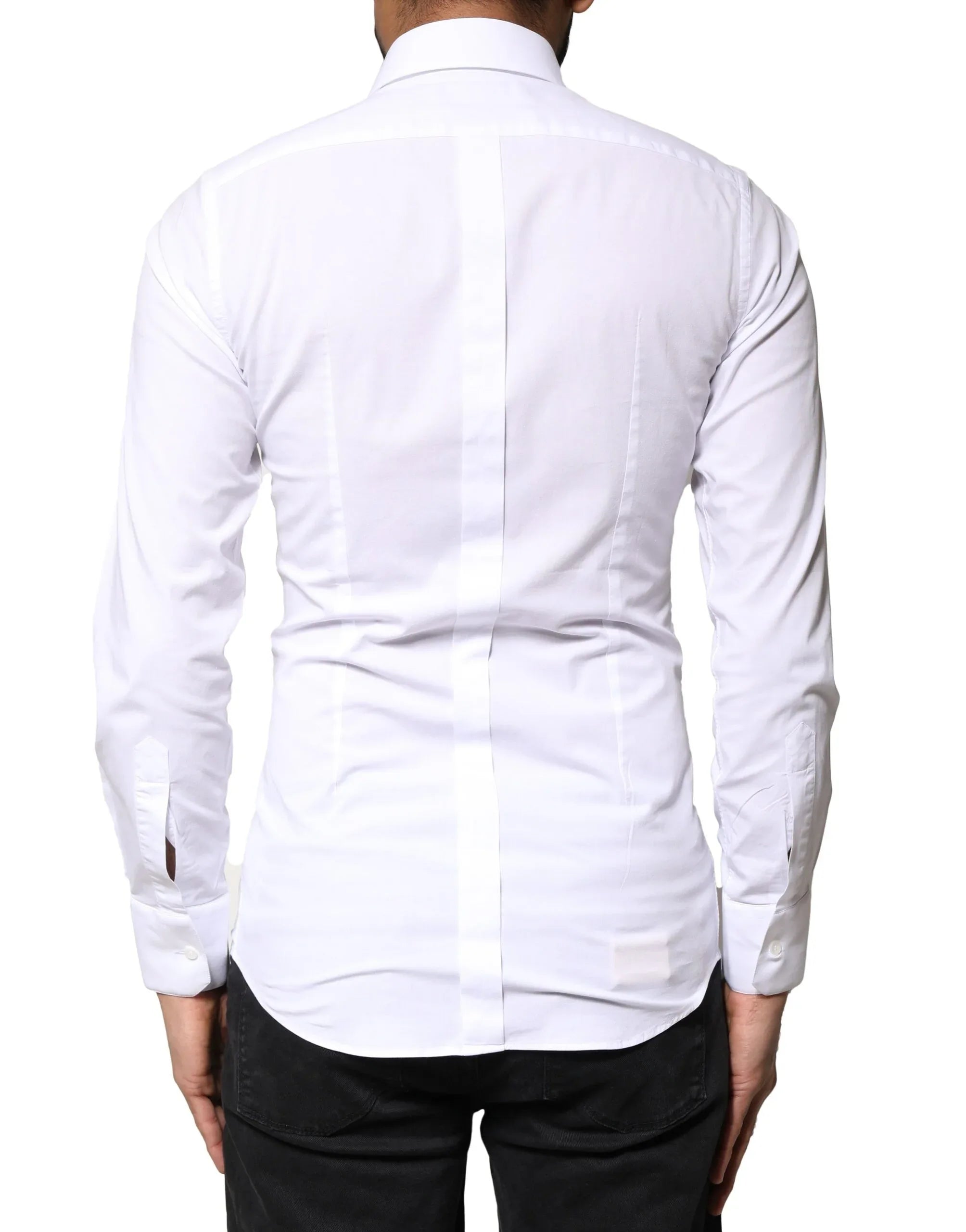 Dolce & Gabbana White GOLD Cotton Long Sleeves Dress Shirt - Zeiniez