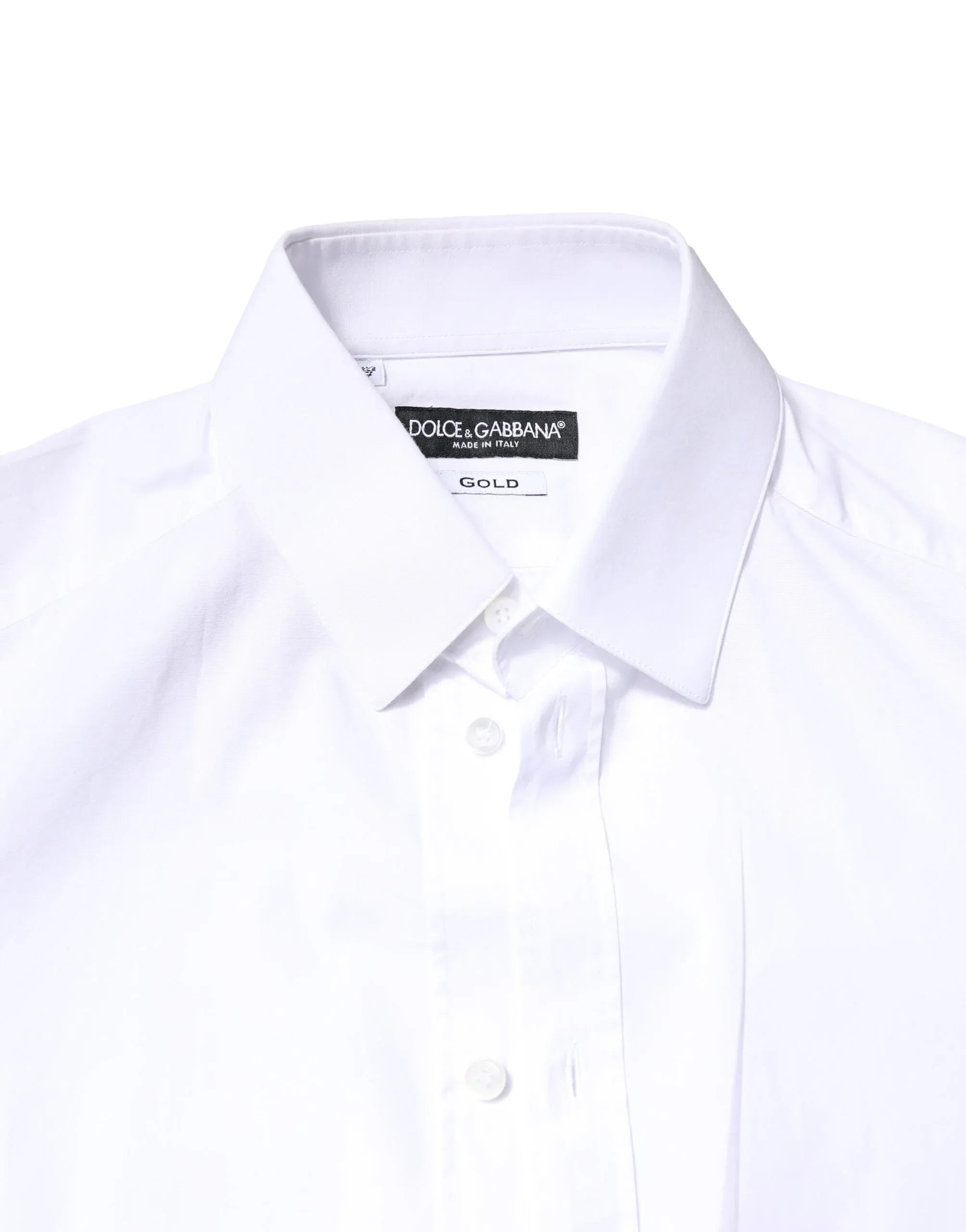Dolce & Gabbana White GOLD Cotton Long Sleeves Dress Shirt - Zeiniez