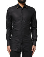 Dolce & Gabbana Black GOLD Cross Embellished Men Dress Shirt - Zeiniez