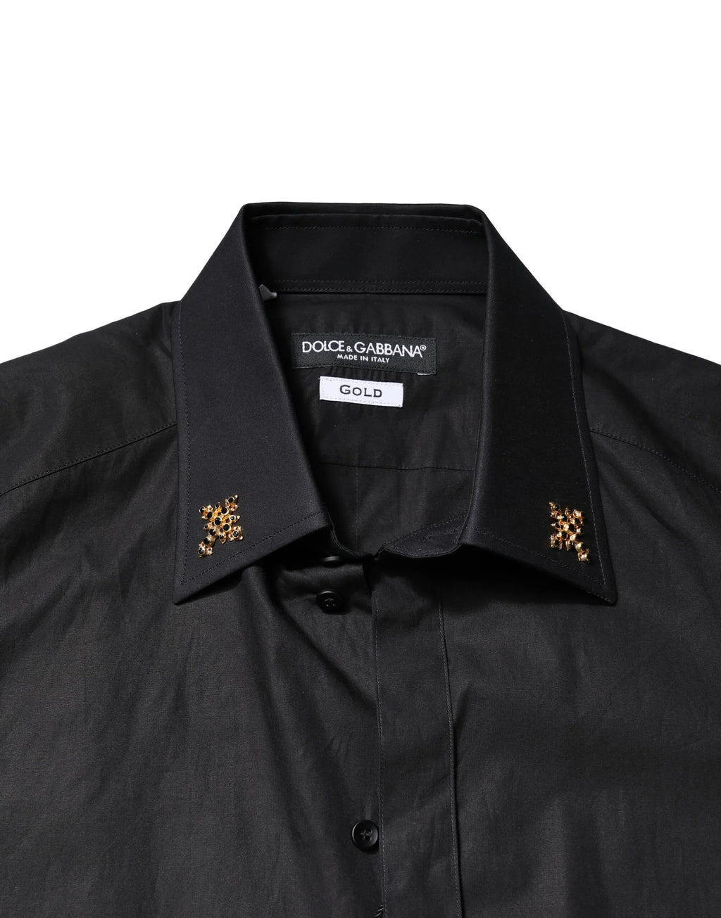 Dolce & Gabbana Black GOLD Cross Embellished Men Dress Shirt - Zeiniez