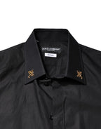 Dolce & Gabbana Black GOLD Cross Embellished Men Dress Shirt - Zeiniez
