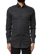 Dolce & Gabbana Black GOLD Patterned Cotton Men Dress Shirt - Zeiniez