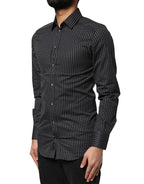 Dolce & Gabbana Black GOLD Patterned Cotton Men Dress Shirt - Zeiniez