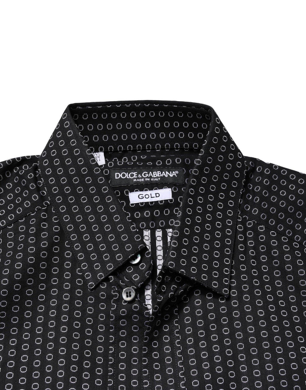 Dolce & Gabbana Black GOLD Patterned Cotton Men Dress Shirt - Zeiniez