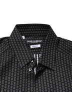Dolce & Gabbana Black GOLD Patterned Cotton Men Dress Shirt - Zeiniez