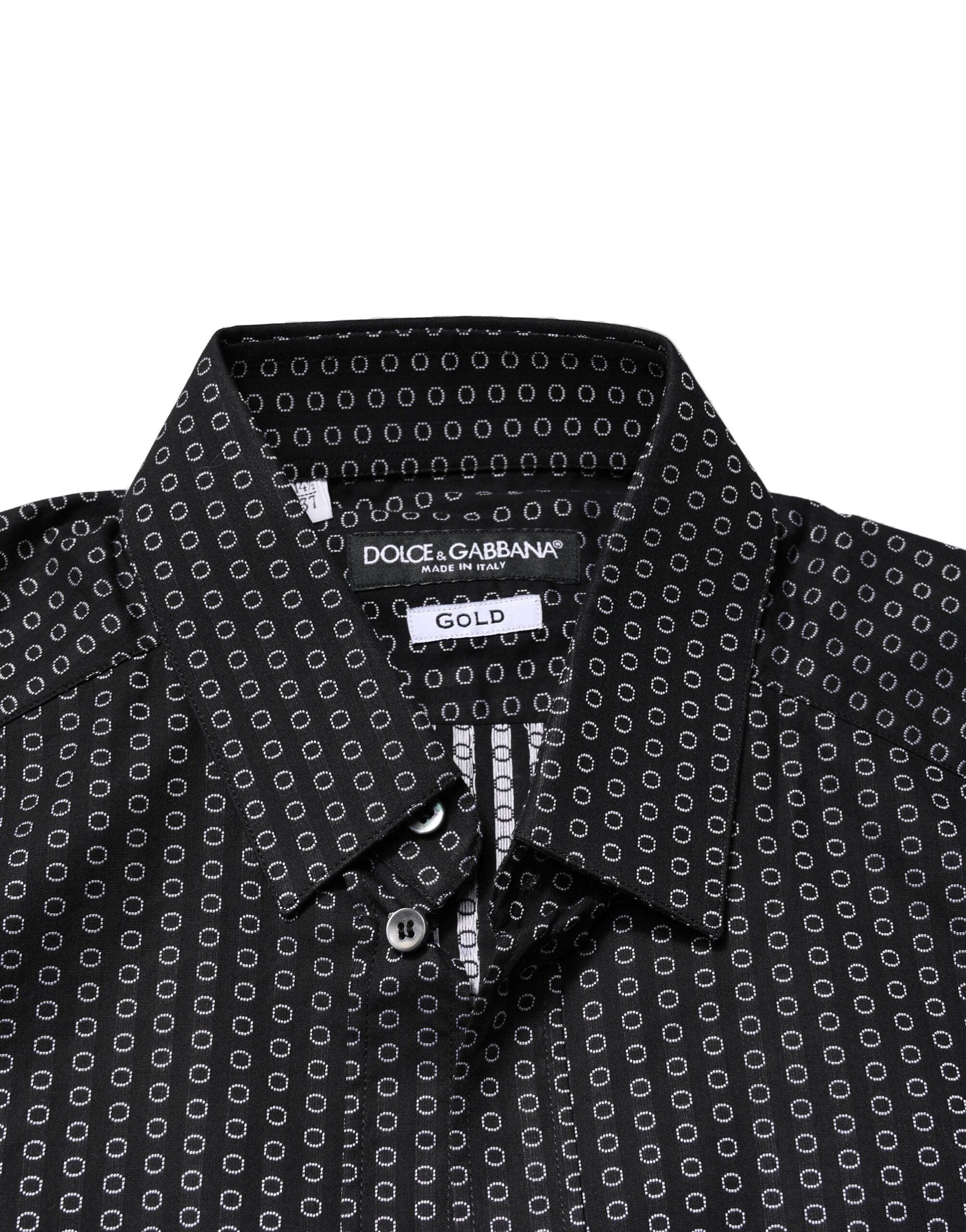 Dolce & Gabbana Black GOLD Patterned Cotton Men Dress Shirt - Zeiniez