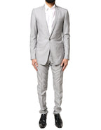 Dolce & Gabbana Light Gray Wool GOLD 2 Piece Formal Suit - Zeiniez