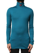 Dolce & Gabbana Blue Cotton Turtleneck Long Sleeves Sweater - Zeiniez