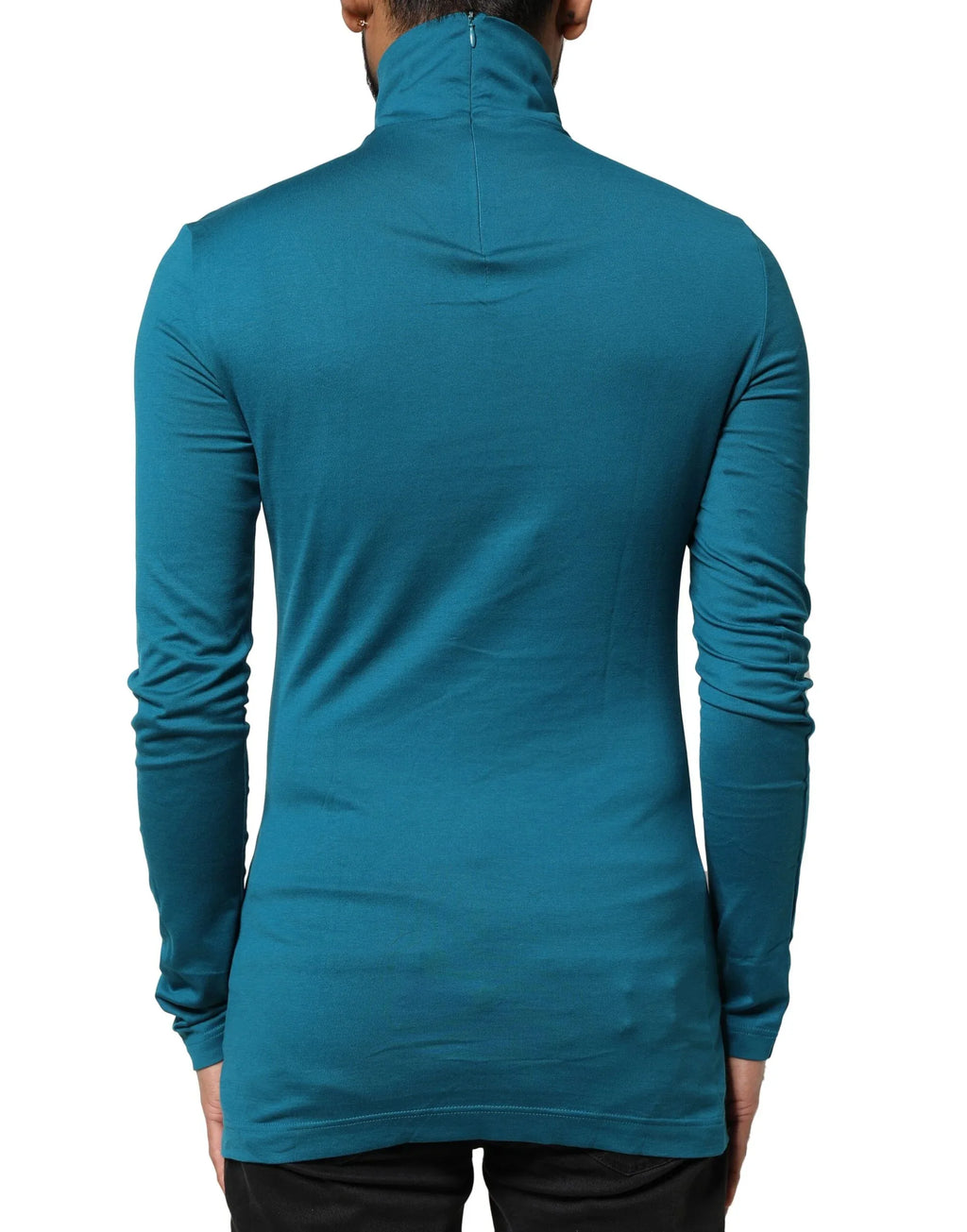 Dolce & Gabbana Blue Cotton Turtleneck Long Sleeves Sweater - Zeiniez