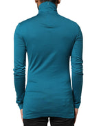 Dolce & Gabbana Blue Cotton Turtleneck Long Sleeves Sweater - Zeiniez