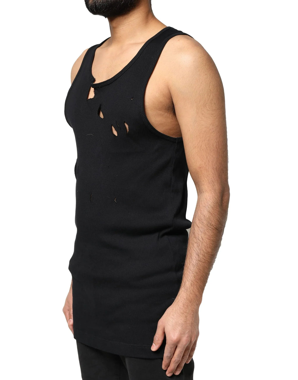 Dolce & Gabbana Black Cotton Rip Style Sleeveless Men Tank T-shirt - Zeiniez