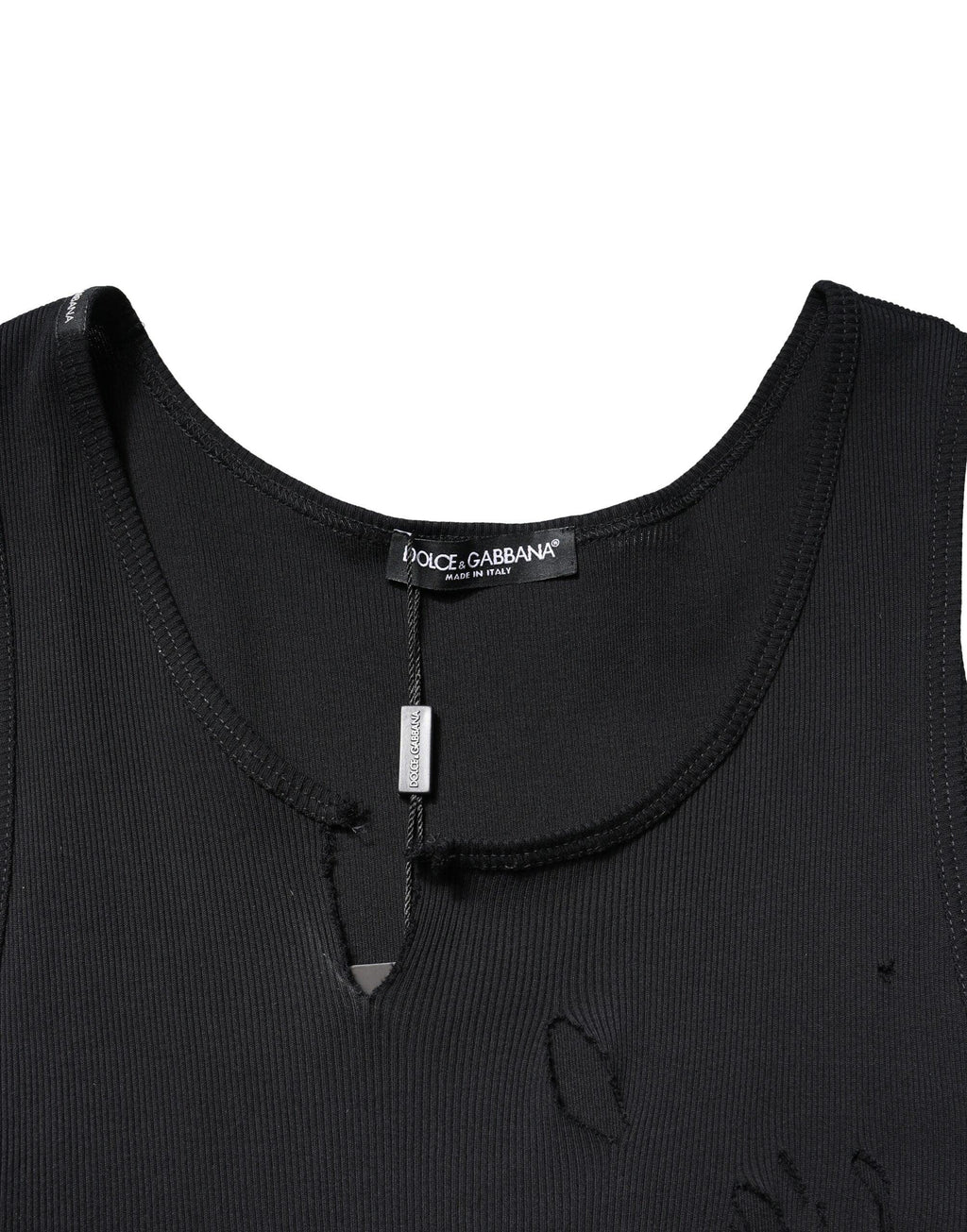 Dolce & Gabbana Black Cotton Rip Style Sleeveless Men Tank T-shirt - Zeiniez
