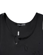 Dolce & Gabbana Black Cotton Rip Style Sleeveless Men Tank T-shirt - Zeiniez