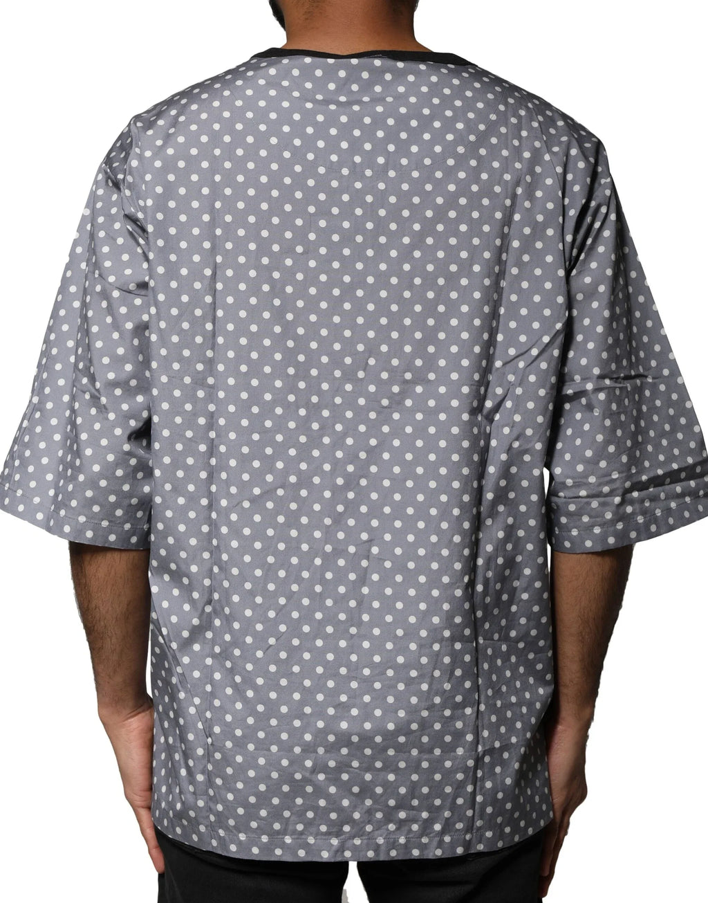 Dolce & Gabbana Gray Polka Dot Pin-Up Print Crew Neck T-shirt - Zeiniez