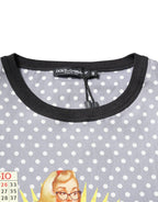 Dolce & Gabbana Gray Polka Dot Pin-Up Print Crew Neck T-shirt - Zeiniez