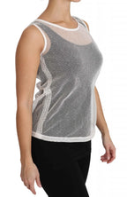 Dolce & Gabbana White Net Transparent Sleeveless Tank Top - Zeiniez
