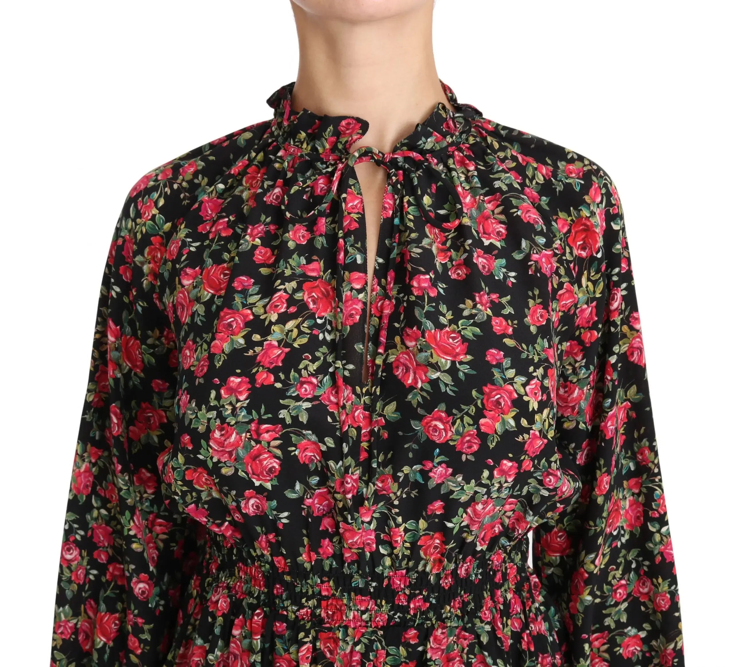 Dolce & Gabbana Black Rose Print Floral Shirt Top Blouse - Zeiniez