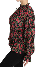 Dolce & Gabbana Black Rose Print Floral Shirt Top Blouse - Zeiniez