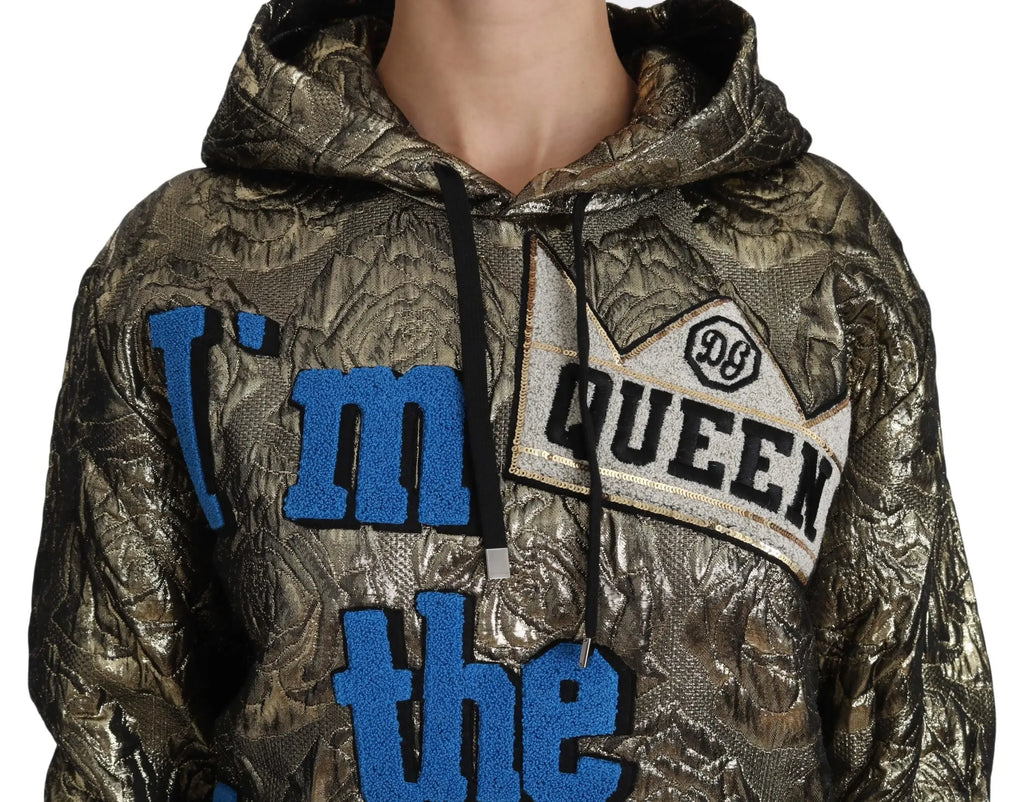 Dolce & Gabbana Im The Queen Jaquard Gold Sweatshirt Hoodie - Zeiniez