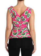 Dolce & Gabbana Pink Silk Stretch Sicilian Cake Top - Zeiniez