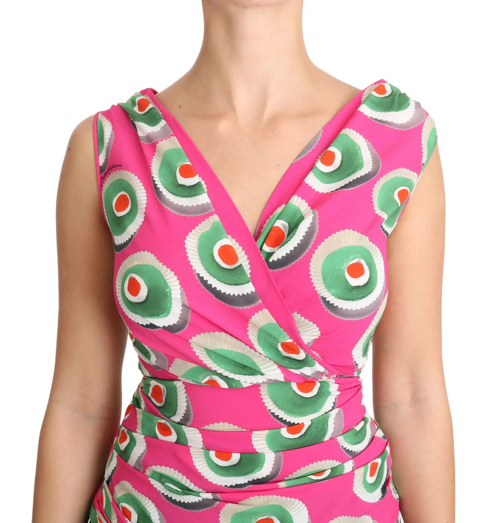 Dolce & Gabbana Pink Silk Stretch Sicilian Cake Top - Zeiniez