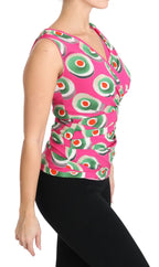 Dolce & Gabbana Pink Silk Stretch Sicilian Cake Top - Zeiniez