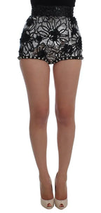 Dolce & Gabbana Black Crystal Sequined Mini Shorts - Zeiniez