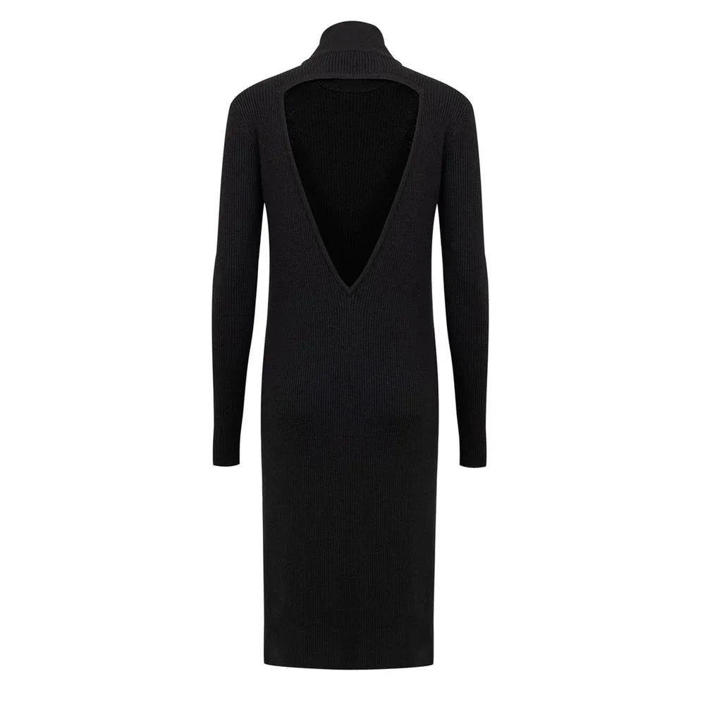 Bottega Veneta Black Wool Long Dress - Zeiniez