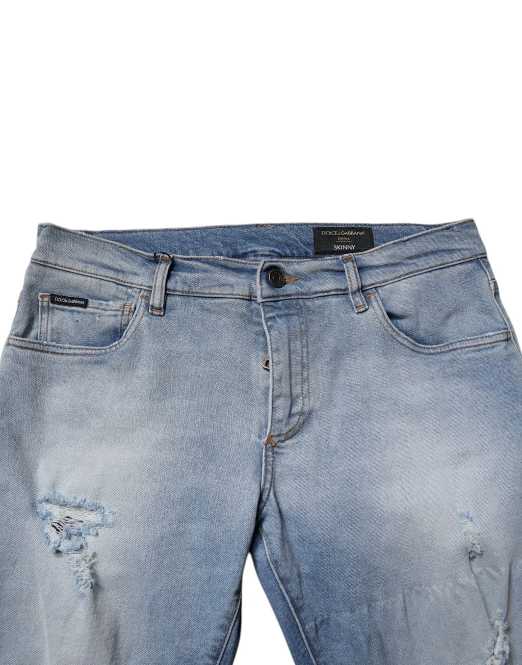 Dolce & Gabbana Blue Tattered Cotton Skinny Men Denim Jeans - Zeiniez