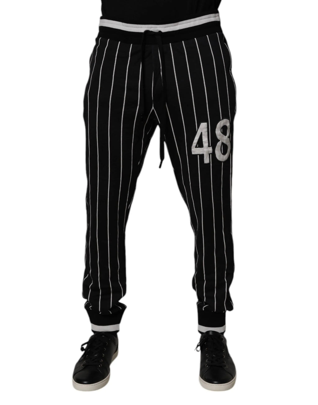 Dolce & Gabbana Black White Stripes Jogger Sweatpants Pants - Zeiniez