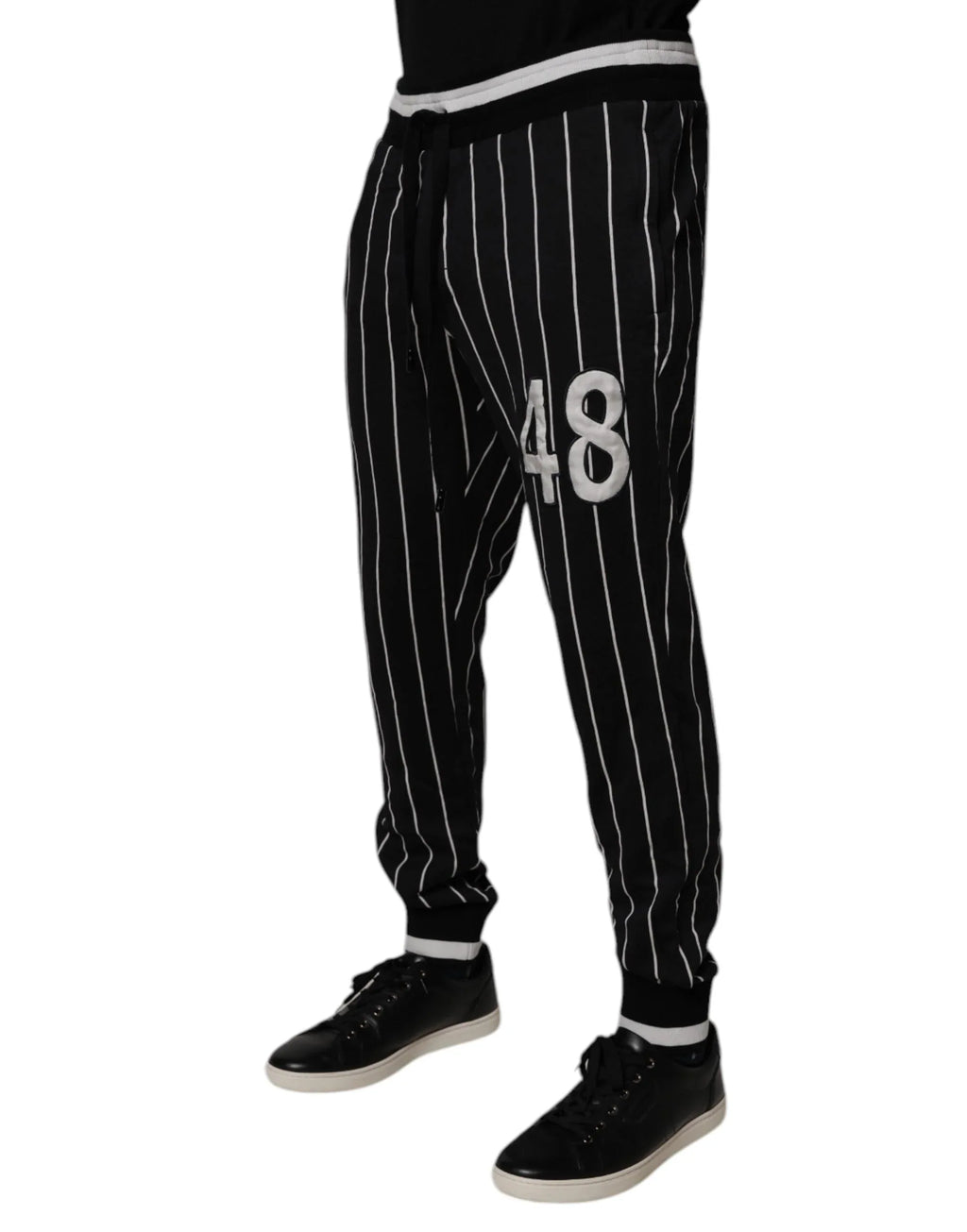 Dolce & Gabbana Black White Stripes Jogger Sweatpants Pants - Zeiniez
