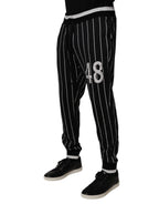 Dolce & Gabbana Black White Stripes Jogger Sweatpants Pants - Zeiniez