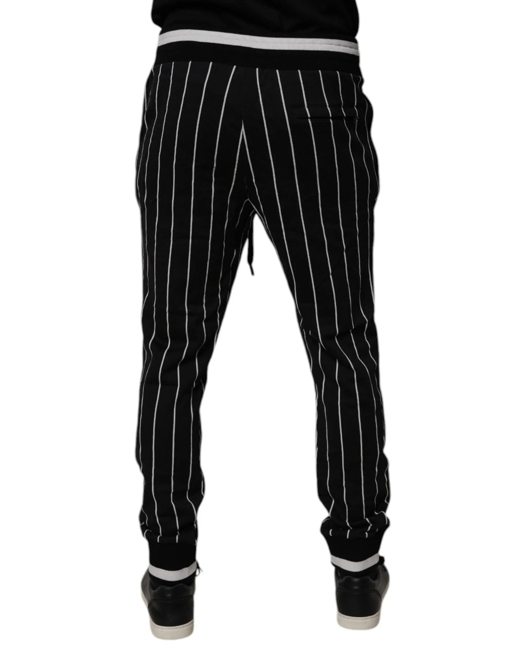 Dolce & Gabbana Black White Stripes Jogger Sweatpants Pants - Zeiniez