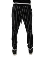 Dolce & Gabbana Black White Stripes Jogger Sweatpants Pants - Zeiniez