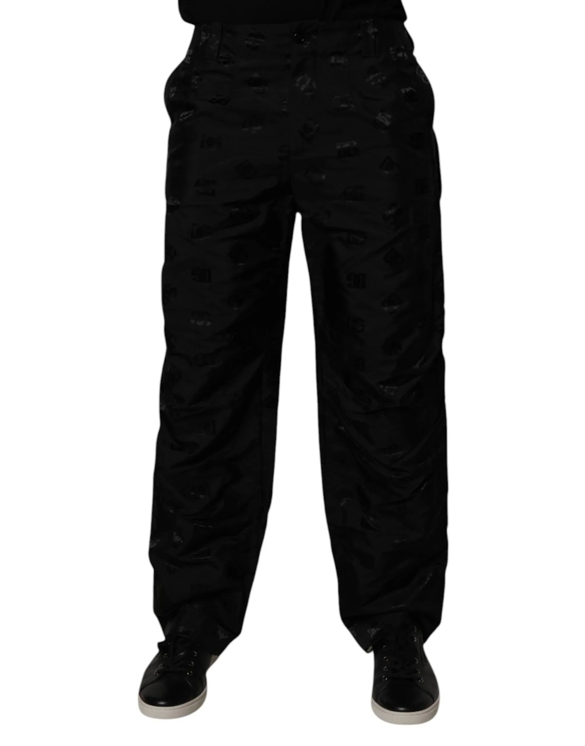 Dolce & Gabbana Black Logo Monogram Straight Pants - Zeiniez