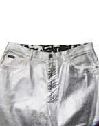 Dolce & Gabbana Metallic Silver Cotton Straight Denim Jeans - Zeiniez