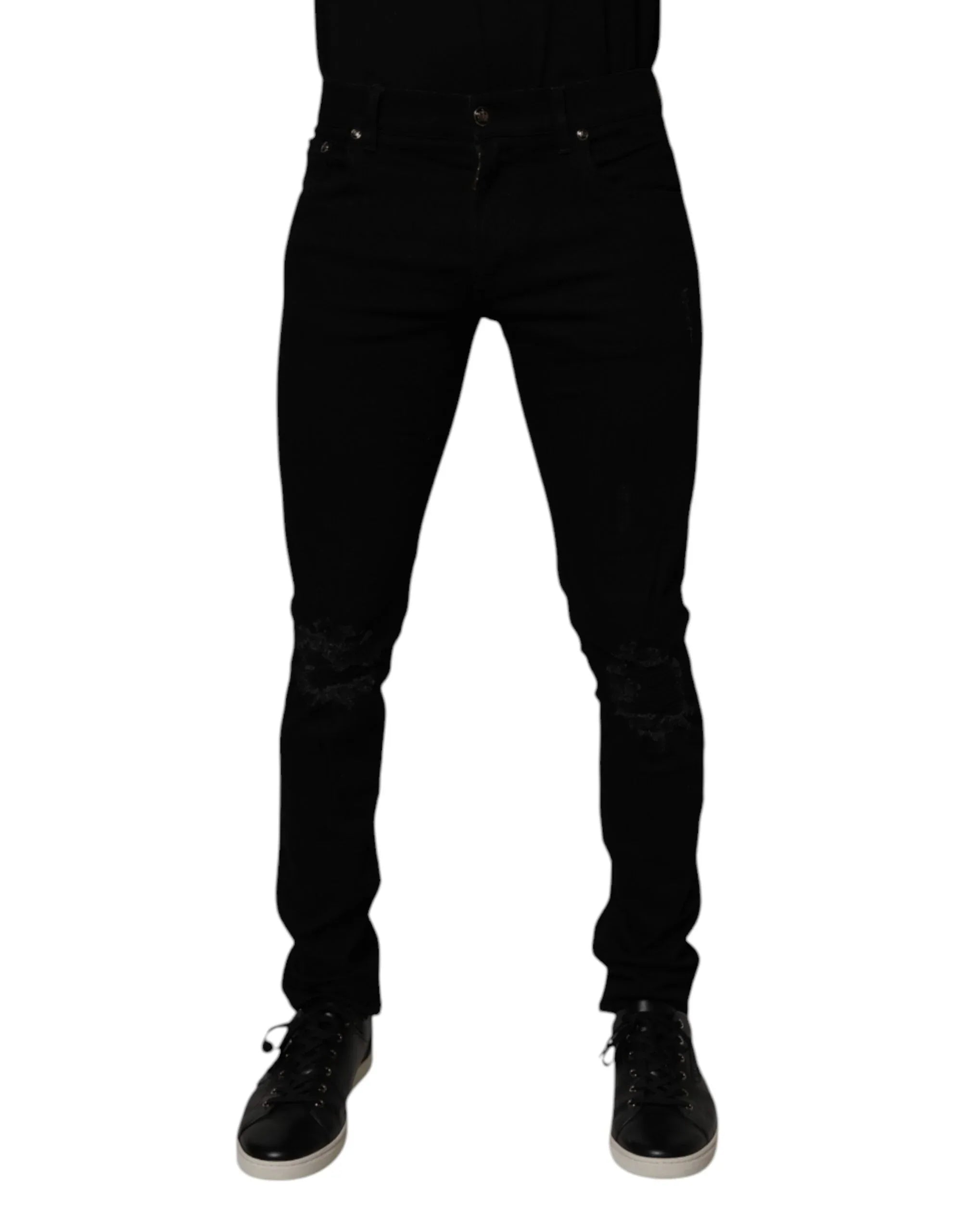 Dolce & Gabbana Black Cotton Stretch Skinny Men Denim Jeans - Zeiniez