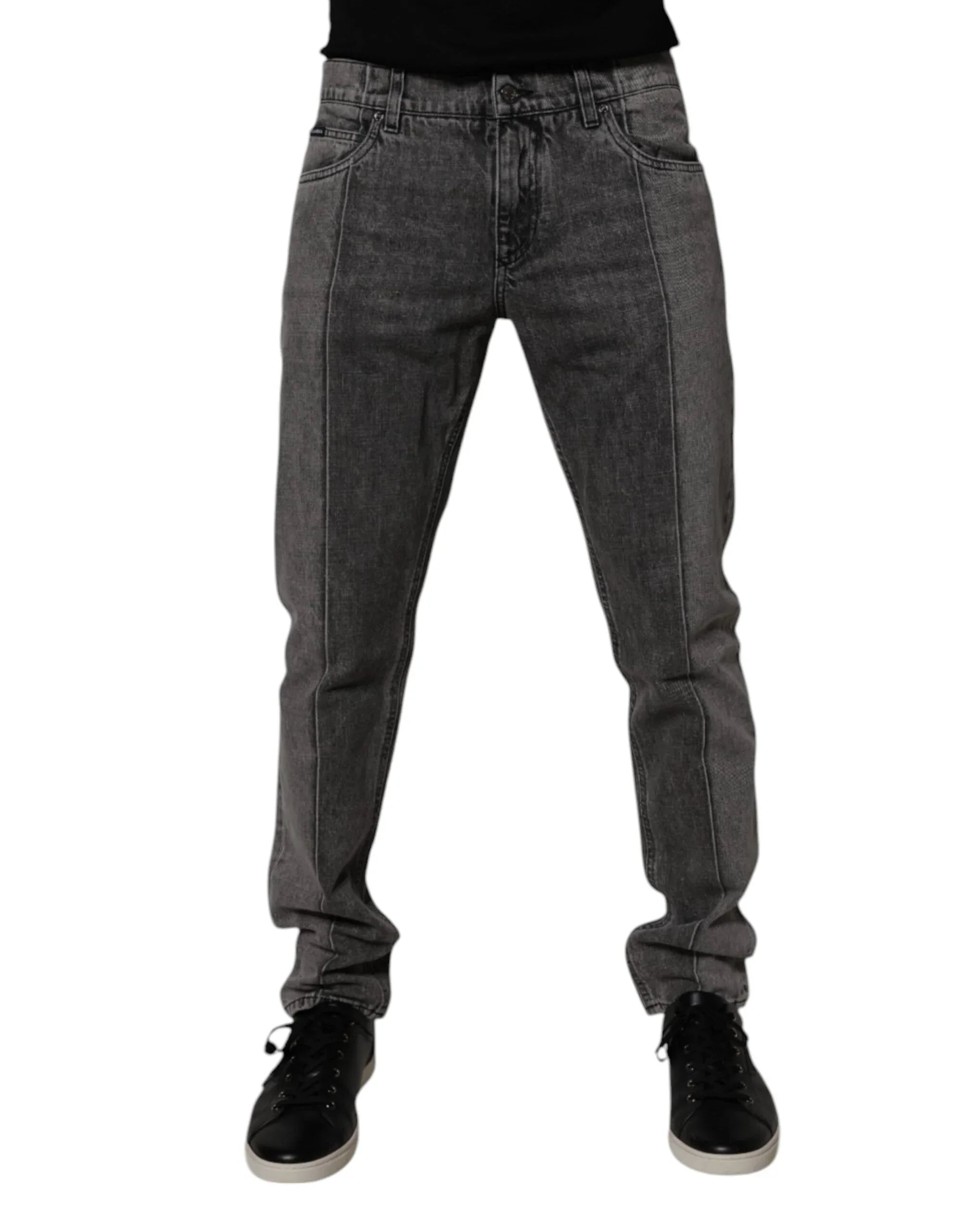 Dolce & Gabbana Two Tone Gray Cotton Denim Jeans - Zeiniez