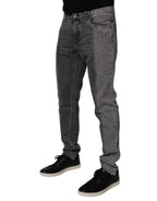 Dolce & Gabbana Two Tone Gray Cotton Denim Jeans - Zeiniez