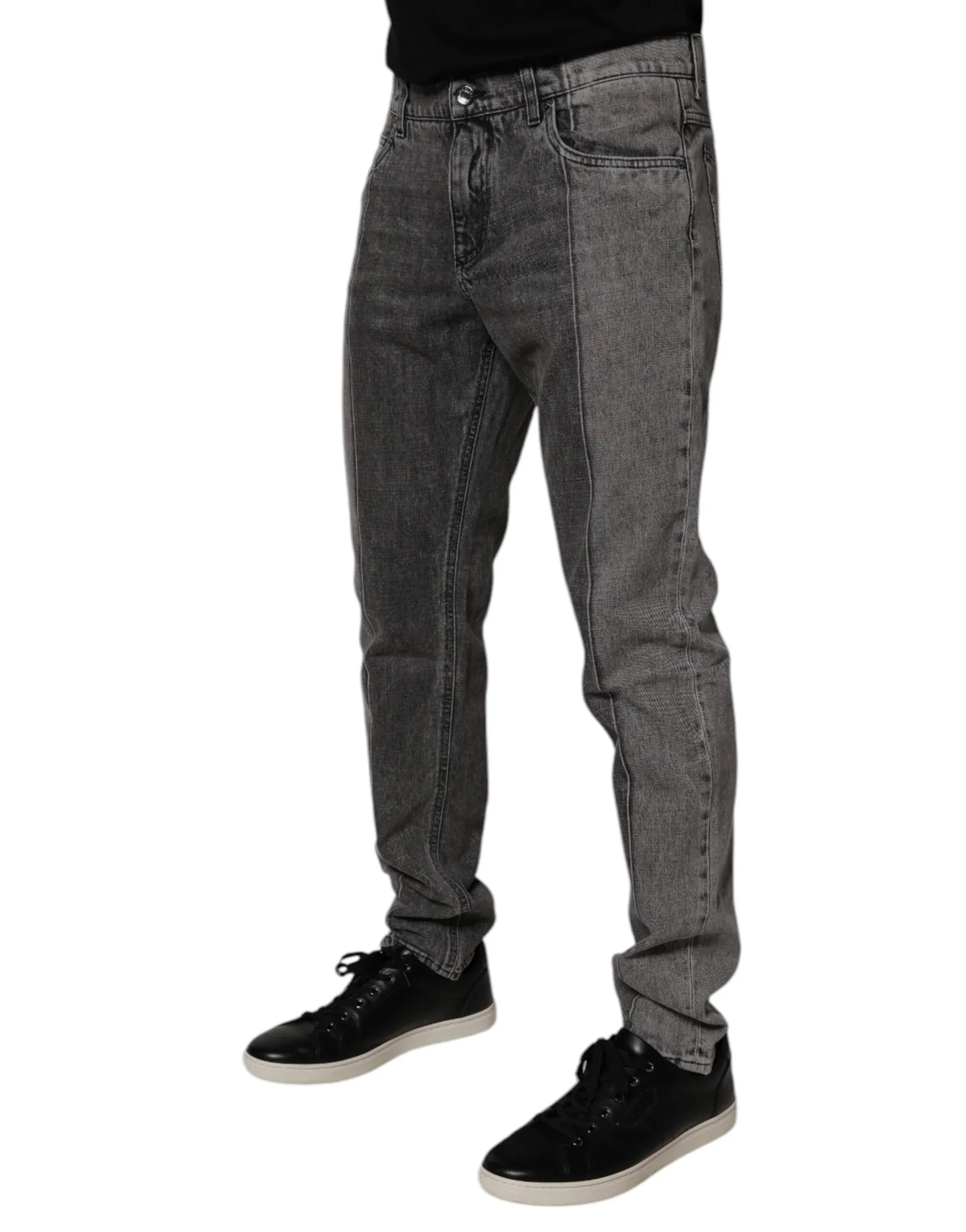 Dolce & Gabbana Two Tone Gray Cotton Denim Jeans - Zeiniez