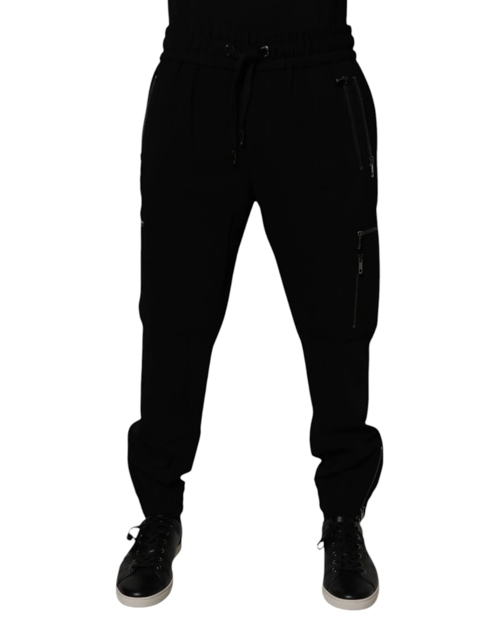 Dolce & Gabbana Black Wool Stretch Jogger Pants - Zeiniez