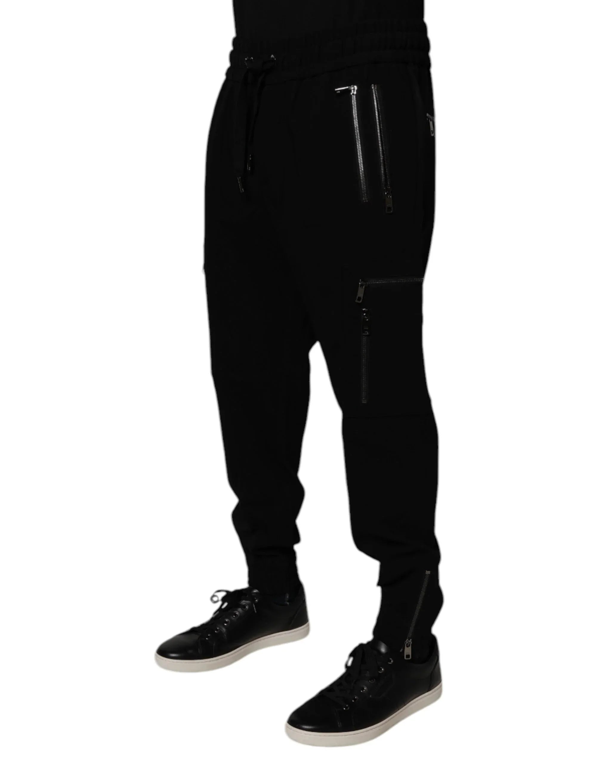 Dolce & Gabbana Black Wool Stretch Jogger Pants - Zeiniez