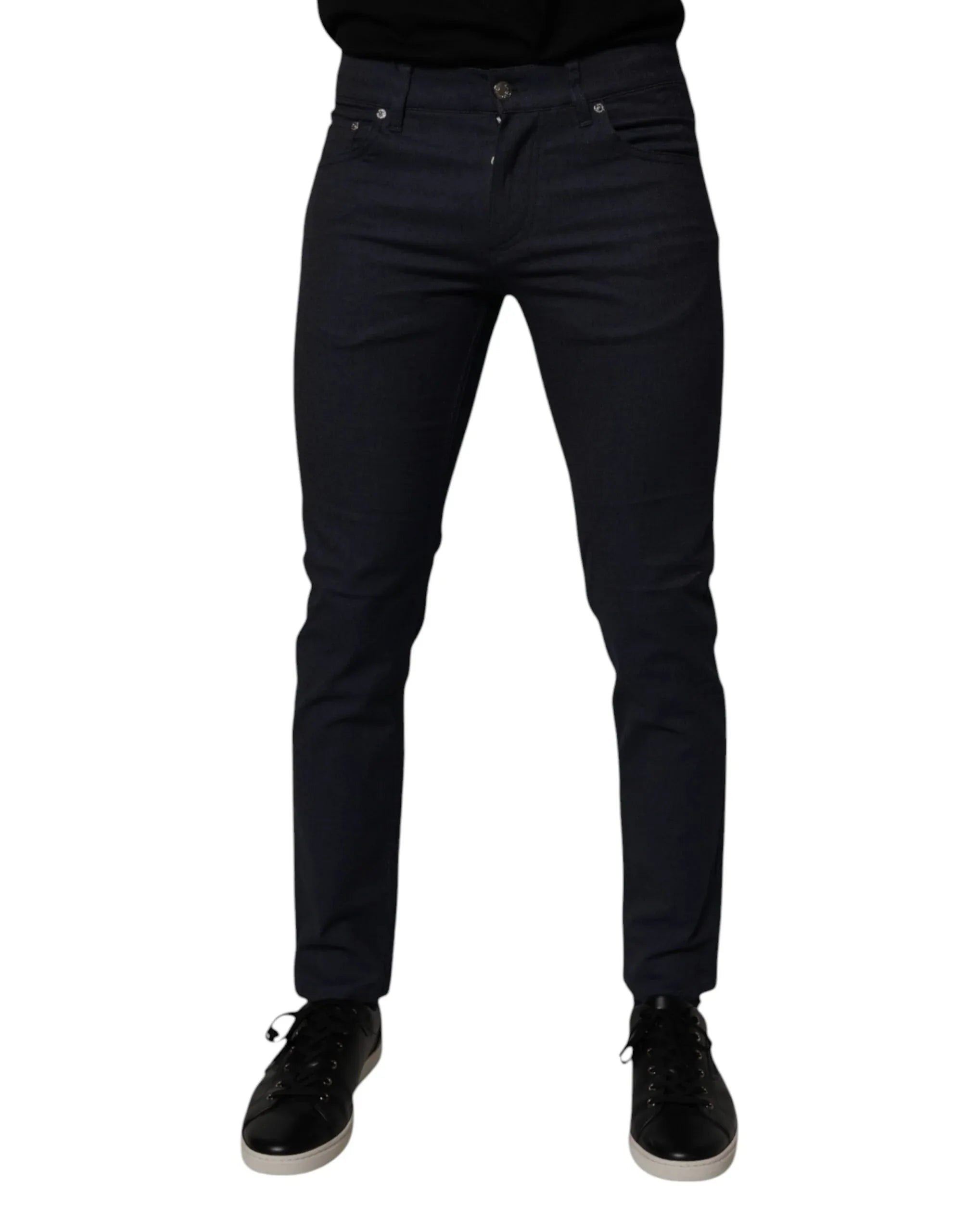 Dolce & Gabbana Dark Blue Cotton Stretch Skinny Denim Jeans - Zeiniez
