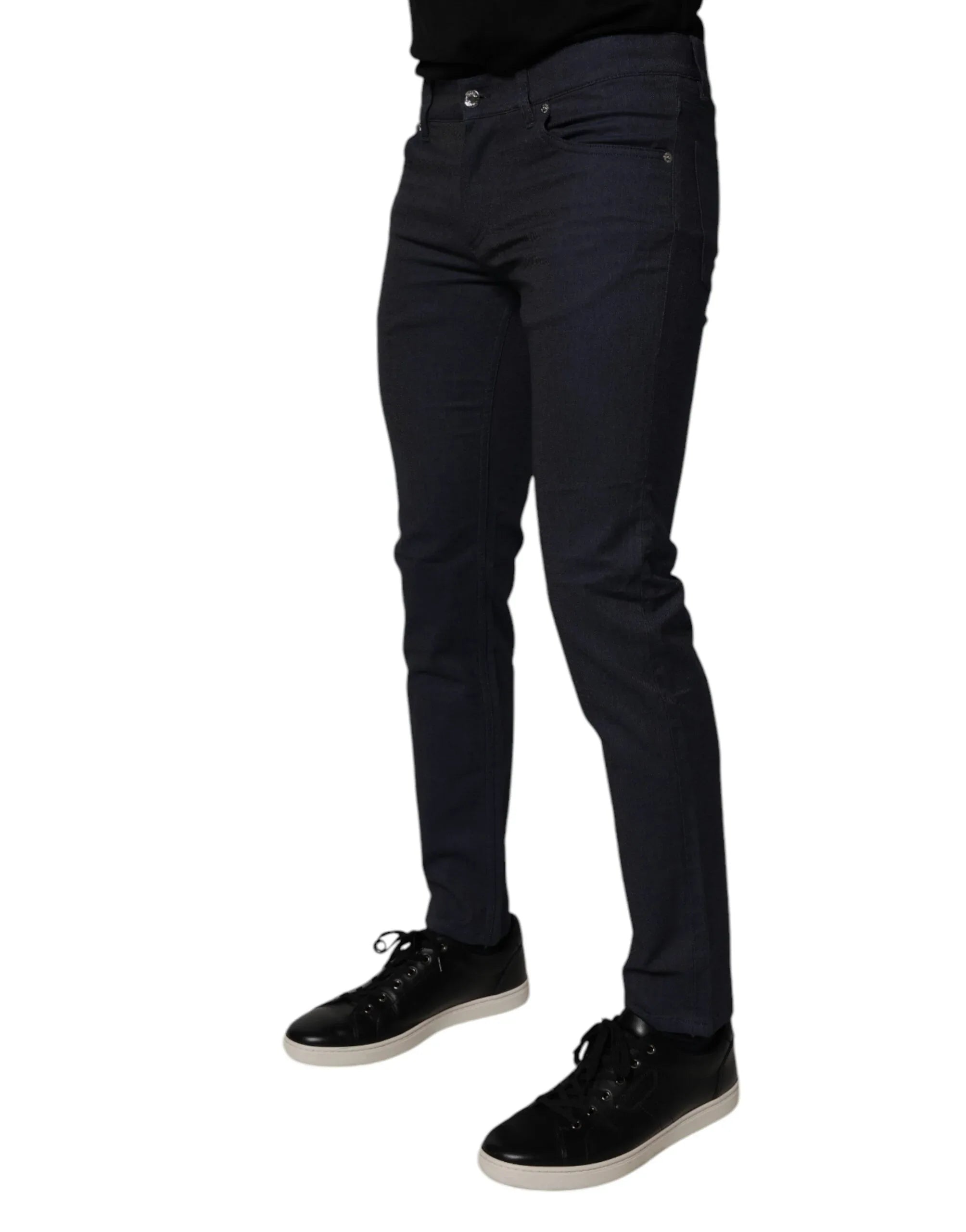 Dolce & Gabbana Dark Blue Cotton Stretch Skinny Denim Jeans - Zeiniez