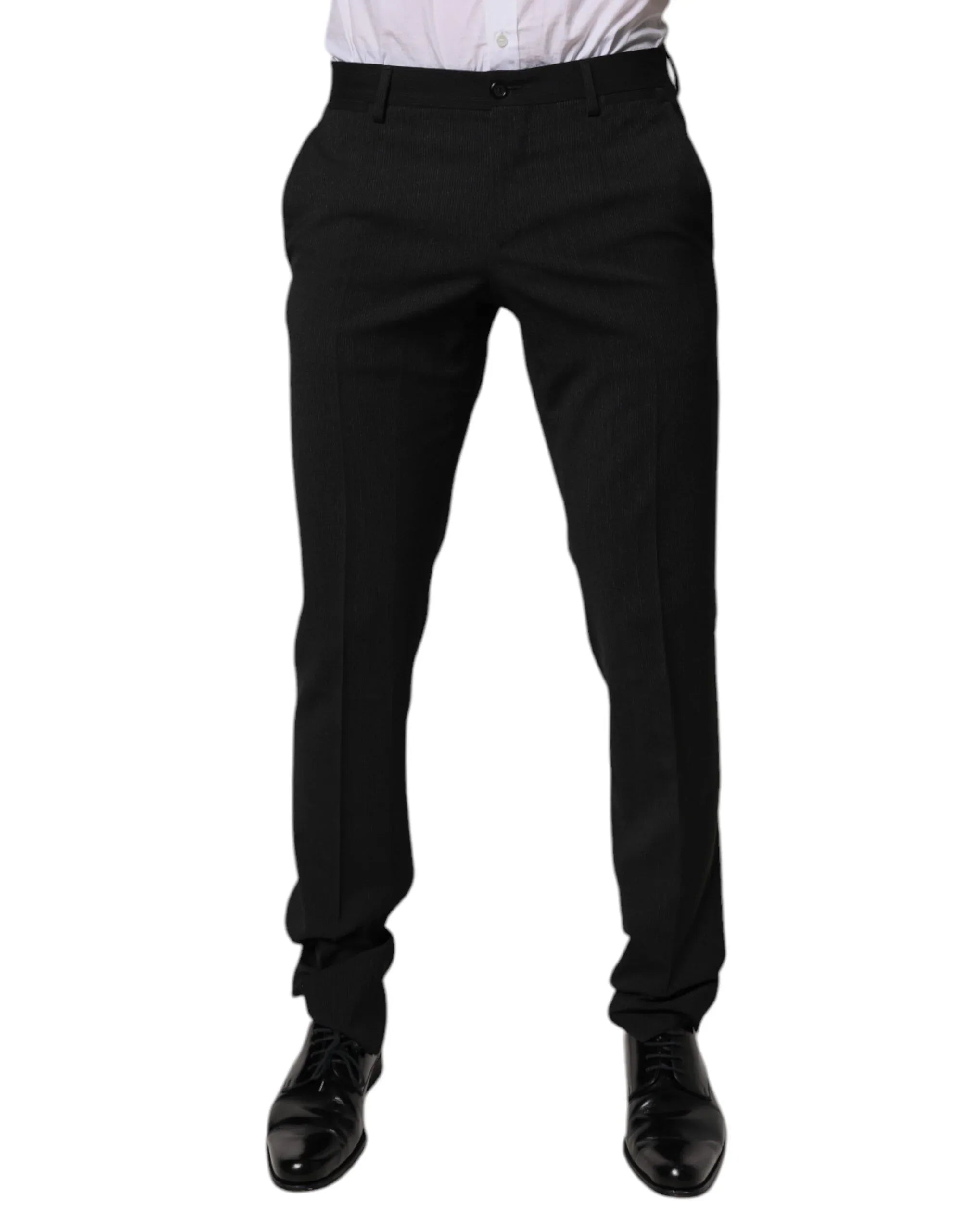Dolce & Gabbana Black Polyester Tapered Formal Men Dress Pants - Zeiniez