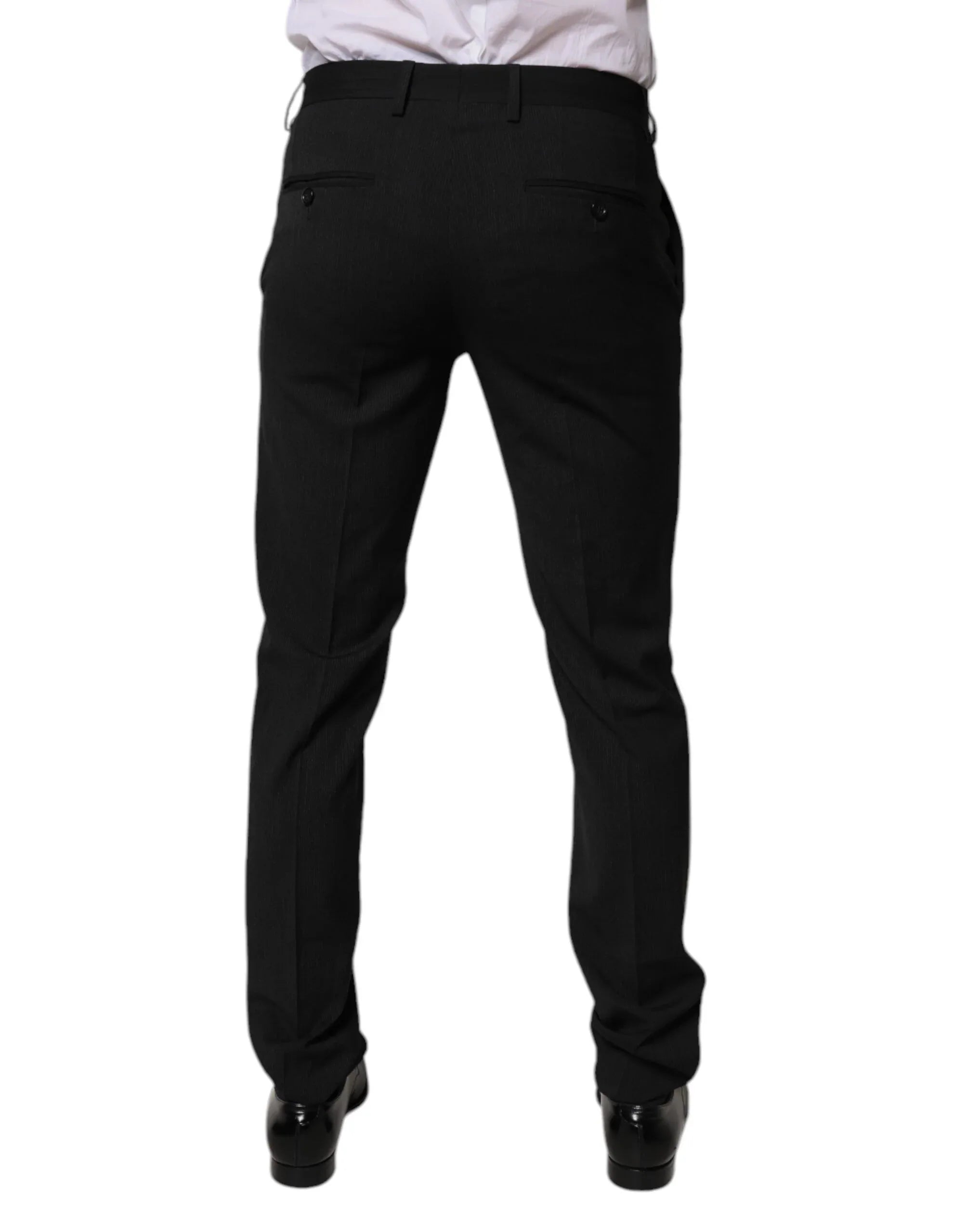 Dolce & Gabbana Black Polyester Tapered Formal Men Dress Pants - Zeiniez